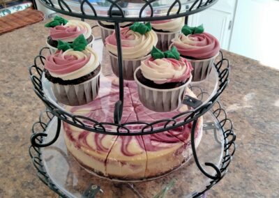 Raspberry Cupcakes & Cheesecake Display